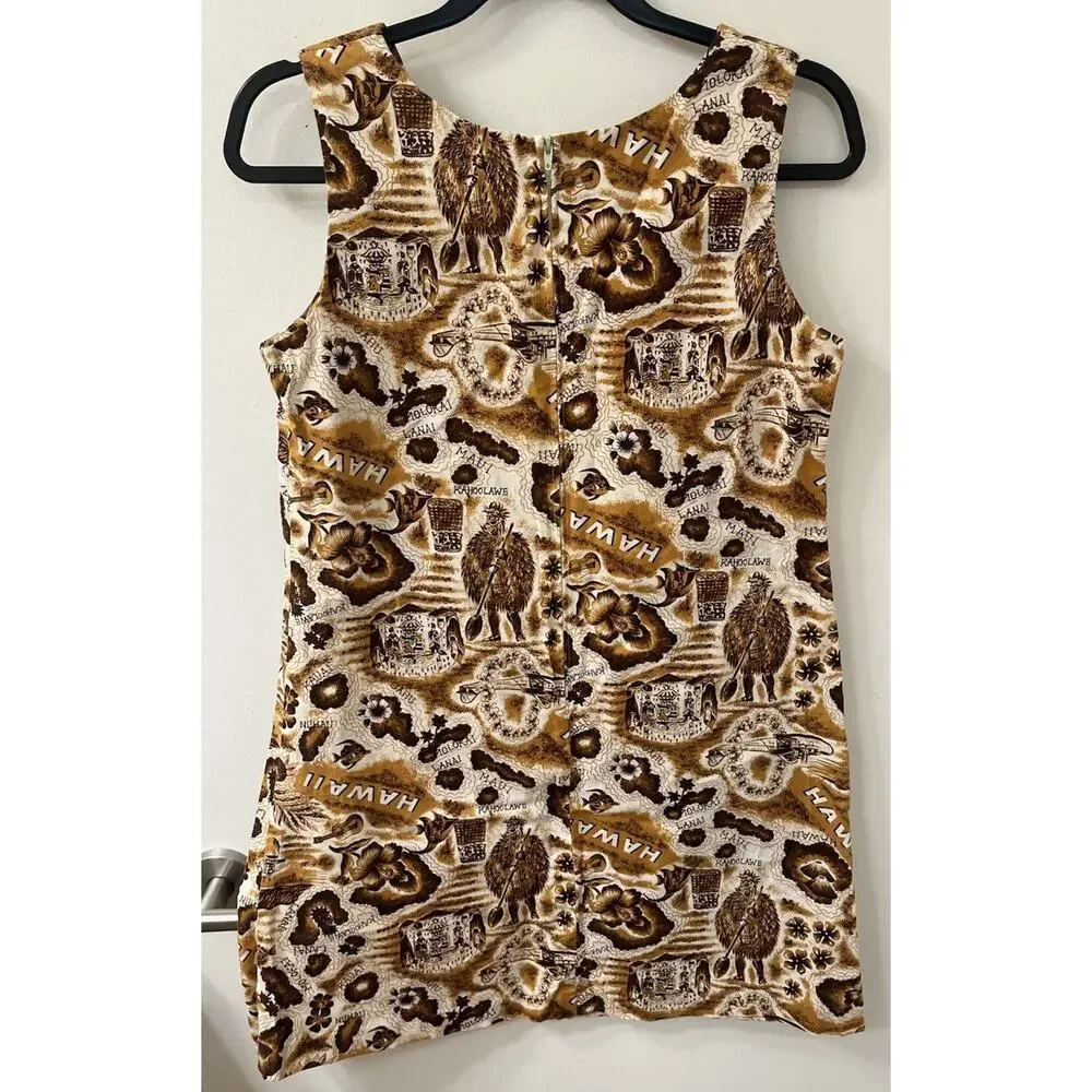 Vintage Hilo Hattie Shift Dress Petite SIZE 14 Hawaiian‎ Sleeveless 100% Cotton - Picture 5 of 5